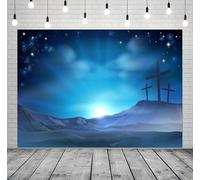Toile de Fond de Pâques Il est ressuscité Crucifixion au Lever du Soleil Trois Croix arrière-Plan Photo Toile de Fond Photographie Studio 240cmx180cm