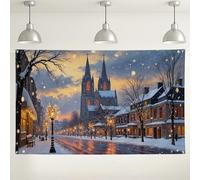 Toile de fond de rue enneigée d'hiver, scène de village de Noël, arrière-plan pour photographie, décoration d'intérieur et d'extérieur pour fêtes de fin d'année, 180 x 109 cm