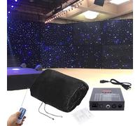 Toile de Fond de Scène à LED, Toile de Fond de Rideau Lumineux, Toile de Fond Colorée, Contrôle DMX en Tissu étoilé à LED, pour Mariage, Fête, événement DJ, Spectacle sur Scène,Blue+White-3x4m