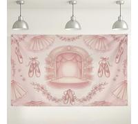 Toile de fond de scène de ballet pêche, décorations de spectacles de danse, design floral vintage pour photographie, fournitures de stand de fête, célébration du printemps 180 x 109 cm