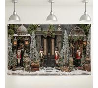 Toile de fond de scène de casse-noisette de Noël, décorations de vacances vintage pour photographie, fournitures de fête au pays des merveilles d'hiver, fond festif intérieur/extérieur, 180 x 109 cm