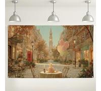 Toile de fond de scène de rue d'automne, décoration vintage confortable pour fêtes, charmant arrière-plan de photographie extérieur/intérieur pour célébrations 180 x 109 cm