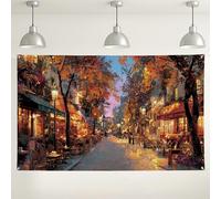 Toile de fond de scène de rue d'automne, décorations d'extérieur confortables, fond artistique vintage pour événements photographiques, fournitures de fête saisonnières d'automne 180 x 109 cm