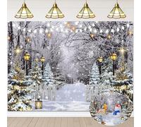 Toile de fond de scène d'hiver au pays des merveilles de 2,1 x 1,5 m, flocon de neige et forêt, fond pour photographie, arbre de Noël, décorations de fête de Noël enneigées, fournitures de fête de