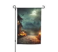 Toile de fond d'Halloween Drapeau de jardin 30,5 x 45,7 cm Double face Printemps Été Décoration de cour Bannière Petit drapeau saisonnier Vacances Décoration extérieure