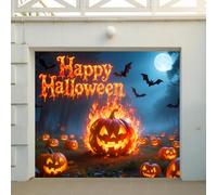 Toile de fond d'Halloween pour porte de garage pour décorations de fête, arrière-plan intérieur ou extérieur, fournitures de décoration de maison, lanterne citrouille, 1,8 x 2,4 m