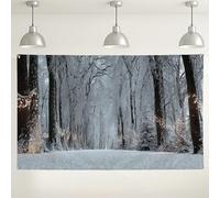 Toile de fond d'hiver au pays des merveilles - Scène de forêt enneigée - Décoration de fête - Confortable pour intérieur/extérieur - Pour photographie d'événements de vacances - 180 x 109 cm
