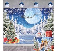Toile de Fond d'hiver pour Noël, Sapin de Noël, Flocon de Neige, forêt, Pays des Merveilles, Fond pour Photographie, réveillon de Noël, Nuit d'hiver, Vacances familiales, décoration de fête 210x150cm