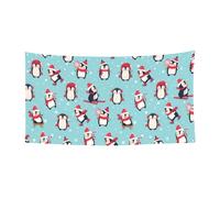 Toile de fond d'intérieur avec imprimé pingouins de Noël d'hiver, grande bannière pour joyeux Noël à suspendre pour les fêtes de fin d'année