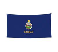 Toile de fond d'intérieur imprimée drapeau de l'État du Kansas, grande bannière pour joyeux Noël à suspendre pour les fêtes de fin d'année