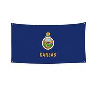 Toile de fond d'intérieur imprimée drapeau de l'État du Kansas, grande bannière pour joyeux Noël à suspendre pour les fêtes de fin d'année
