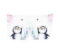Toile de fond d'intérieur imprimée « I Love Penguins » - Grande bannière pour joyeux Noël - À suspendre pour les fêtes de fin d'année
