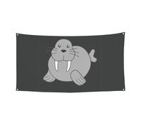 Toile de fond d'intérieur imprimée morse - Grande bannière pour joyeux Noël - À suspendre pour les fêtes de fin d'année