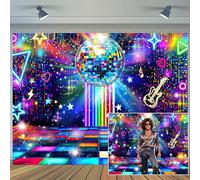 Toile de fond disco de 2,4 x 1,8 m - Style rétro - Néon - Pour photographie de mariage, anniversaire, bal de fin d'année, portrait - Décoration murale