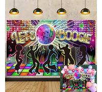 Toile de Fond Disco - Décorations de fête Disco des années 70, 80, 90 - Hot Dancers - Let's Glow Crazy Shining Neon Night - Fournitures de fête Anniversaire rétro - Accessoires de photomaton (8x6FT)