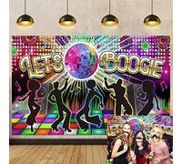 Toile de Fond Disco - Décorations de fête Disco des années 70, 80, 90 - Hot Dancers - Let's Glow Crazy Shining Neon Night - Fournitures de fête Anniversaire rétro - Accessoires de photomaton (6x4FT)