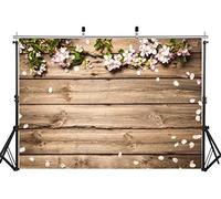 Toile De Fond En Bois Marron - 2,1 X 1,5 M - Motif Feuilles Vertes Et Pétales Roses - Pour Photographie De Nouveau-Né - 10-635[SHY9292379]