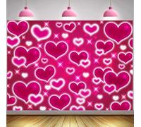 Toile de fond en forme de cœur rose vif, 2,1 x 1,5 m, décoration de Saint-Valentin pour photographie du début des années 2000, décoration de fête d'anniversaire
