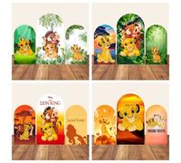 Toile de fond en tissu élastique « Le Roi Lion Simba » pour la première fête d'anniversaire de bébé, décoration de studio photo X05943