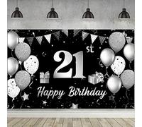 Toile de Fond en Tissu « Happy 21st Birthday » - Toile de Fond Extra Large pour 21e Anniversaire - Toile de Fond pour Photographie de 21e Anniversaire - 183 x 119 cm