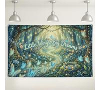 Toile de fond enchanteresse de papillons et forêts, décoration florale de rêve pour fêtes, arrière-plan magique pour photographie d'intérieur/extérieur pour événements et célébrations 180 x 109 cm