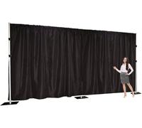Toile de fond extra large 2 couches une pièce pour cabine d'exposition, noir, 7,6 x 3 m
