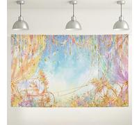 Toile de fond fantaisie en forme de carrosse florale, décorations de fête élégantes de conte de fées, fond pastel sur le thème du jardin pour événements photographiques, célébrations de printemps, 180