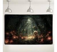 Toile de fond fantastique pour Halloween, citrouille mignonne et guirlande lumineuse, décorations de fête effrayantes pour photographie, fournitures d'événements saisonniers d'automne, 180 x 109 cm