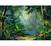Toile de Fond forêts enchantées 2.5x1.8m forêt Tropicale Humide Jungle Paysage Fond Aquarelle Feuilles de Palmier Photographie botanique Toile de Fond