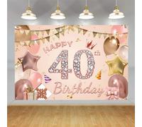 Toile de fond « Happy 40th Birthday » - Toile de fond pour femme - 150 x 90 cm