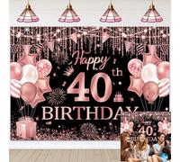 Toile de fond « Happy 40th Birthday » - Toile de fond pour photographie de 40e anniversaire - Toile de fond pour photographie de 40e anniversaire - 1,8 x 1,2 m - 183 x 122 cm