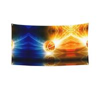 Toile de fond imprimée ballon de basket-ball (180 cm x 90 cm) parfaite pour les fêtes, bars et décorations extérieures