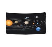 Toile de fond imprimée « Exploring The Solar System » en polyester avec œillets métalliques pour événements en plein air, marchés de Noël et fêtes