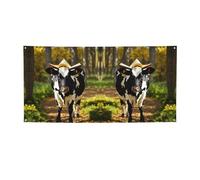 Toile de fond imprimée vache mignonne Bannière Décorations de fête d'anniversaire Bannière Fournitures de photomaton Bannière Accessoires Bannière