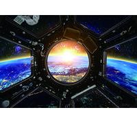 Toile de fond intérieure de vaisseau spatial de 3,7 x 3 m - Station spatiale - Cabine spatiale - Pour photographie - Futuriste - Science fiction - Bannière à thème de l'espace - Pour adultes et