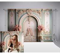 Toile de Fond Kate Baroque Palais Royal Rose Vintage Mur Portrait arrière-Plan pour maternité Enfants Arche Studio Photo 2,2 x 1,5 m