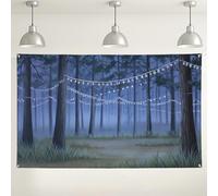 Toile de fond magique avec guirlande lumineuse de forêt enchantée pour fêtes d'anniversaire, mariages, événements en plein air, décoration d'automne, 180 x 109 cm