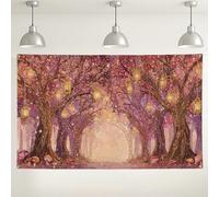 Toile de fond magique de forêt d'automne - Lanterne d'arbre enchantée - Décorations saisonnières d'automne pour mariages et événements - 180 x 109 cm