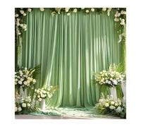 Toile De Fond Mariage Rideaux de Fond en Satin 5x8/10 Pieds for décorations de Photographie de Mariage, d'anniversaire et de fête(1 Panels Sage Green,150x214cm(5x7FT))
