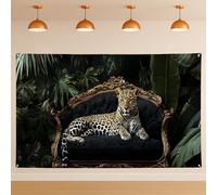 Toile de fond motif léopard de la jungle royale - Décoration de fête élégante - Pour événements photographiques - 180 x 100 cm