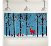 Toile de fond murale au pays des merveilles d'hiver, cerf rouge et oiseau cardinal, fond photo de vacances pour fournitures de fête de Noël, 180 x 109 cm