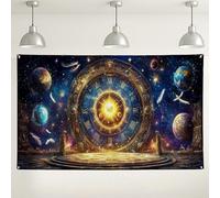 Toile de fond murale avec horloge galactique, art cosmique pour photographie, thème céleste, décoration d'événement intérieur/extérieur, parfaite pour les nuits étoilées et les célébrations cosmiques