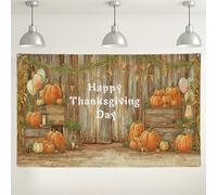 Toile de fond murale citrouille de Thanksgiving, décorations de fête de style rustique de ferme, fond photo de récolte d'automne pour fêtes de fin d'année, 180 x 109 cm