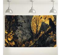 Toile de fond murale corbeau d'automne, scène de nature sombre, fond de photographie, décorations de fête d'Halloween, fournitures de stand de festival d'automne 180 x 109 cm