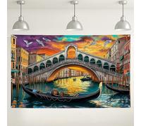 Toile de fond murale de canal de Venise, paysage italien coloré, fond de photographie de fête, décoration romantique intérieur/extérieur, idéale pour les mariages, thèmes de voyage, 180 x 109 cm