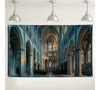 Toile de fond murale de cathédrale gothique, arrière-plan pour photographie d'architecture vintage élégante, décoration d'intérieur/extérieur pour événements, célébrations d'automne et d'hiver, 180 x