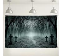 Toile de fond murale de forêt hantée, décoration effrayante pour Halloween, chemin étrange, fond de photographie pour fêtes et événements, 180 x 109 cm