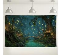 Toile de fond murale de forêt magique, lumière de fée enchantée pour photographie, décoration de scène naturelle rustique pour fêtes, idéale pour les célébrations saisonnières, 180 x 109 cm
