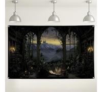 Toile de fond murale de forêt mystique, paysage enchanté vintage, décorations de fête, fond de photographie intérieur/extérieur pour événements et célébrations 180 x 109 cm