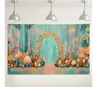 Toile de fond murale de jardin enchanté, décorations de fête fantastiques florales, toile de fond magique pour intérieur/extérieur pour fête prénatale, 180 x 109 cm
